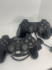 Sony PS2 BLACK Wired Controller OEM DualShock PlayStation 2 AUTHENTIC LOT OF 2