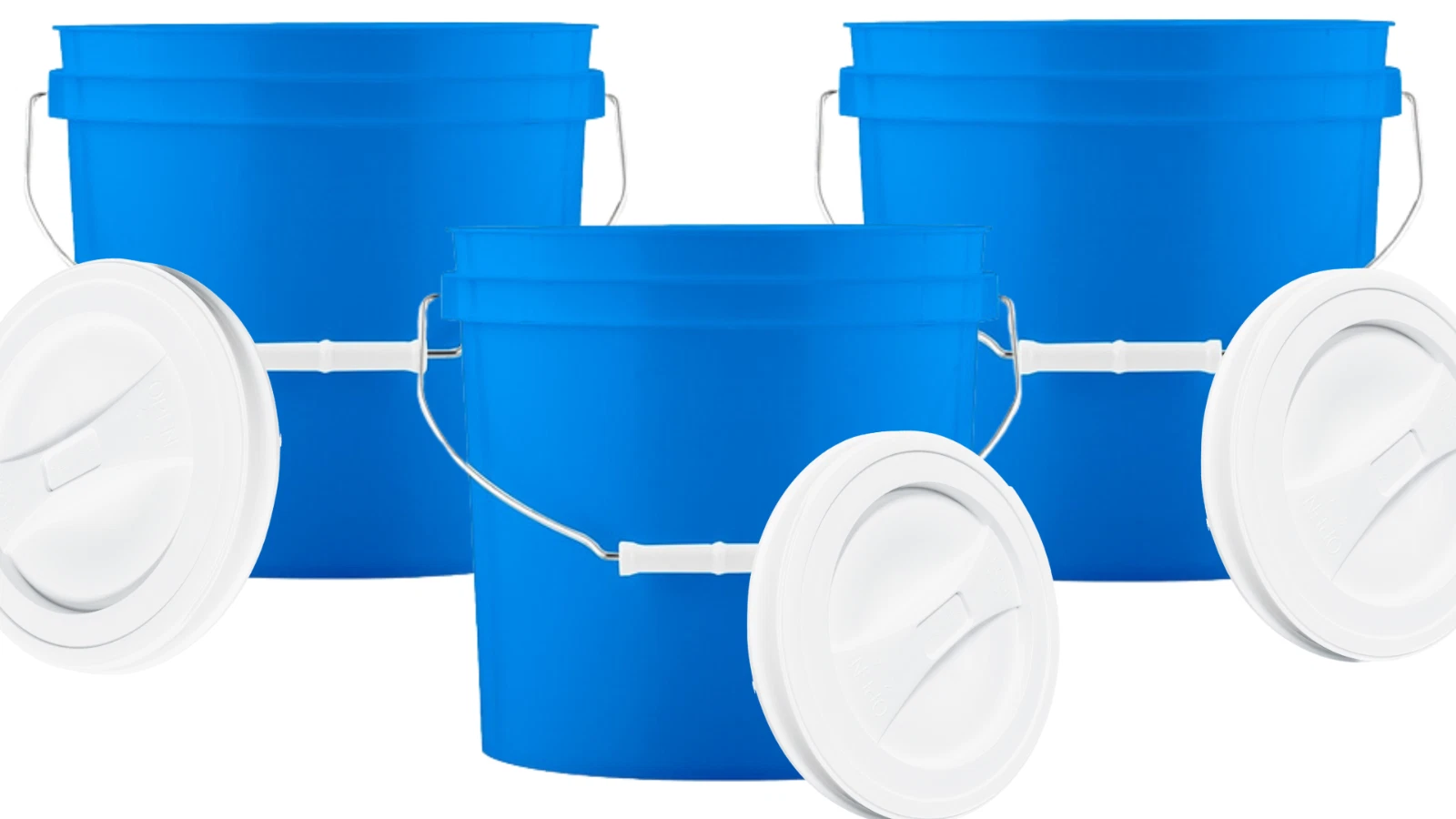 2 Gallon Blue Plastic Bucket Pail Food Grade with Lid- Made in USA ( Pack of 3)