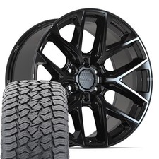 Df17b Black 20x9 Rims 27555r20 At2 Tires Set Fits Ram Nissan Infiniti
