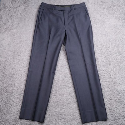 Z Zegna Pants Mens 34x30 Wool Mohair Blend Blue Suit Dress Trousers Flat Front