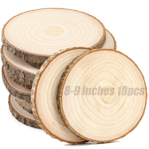 10 pcs Large Unfinished Wood Slices for Centerpieces 8-9 inches Wood Rounds f...