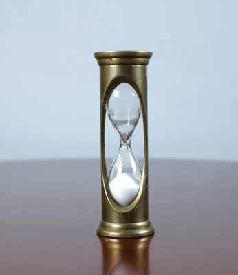 Vintage Mini Brass Hourglass Sand Timer 3.5 Minutes Made in Taiwan READ
