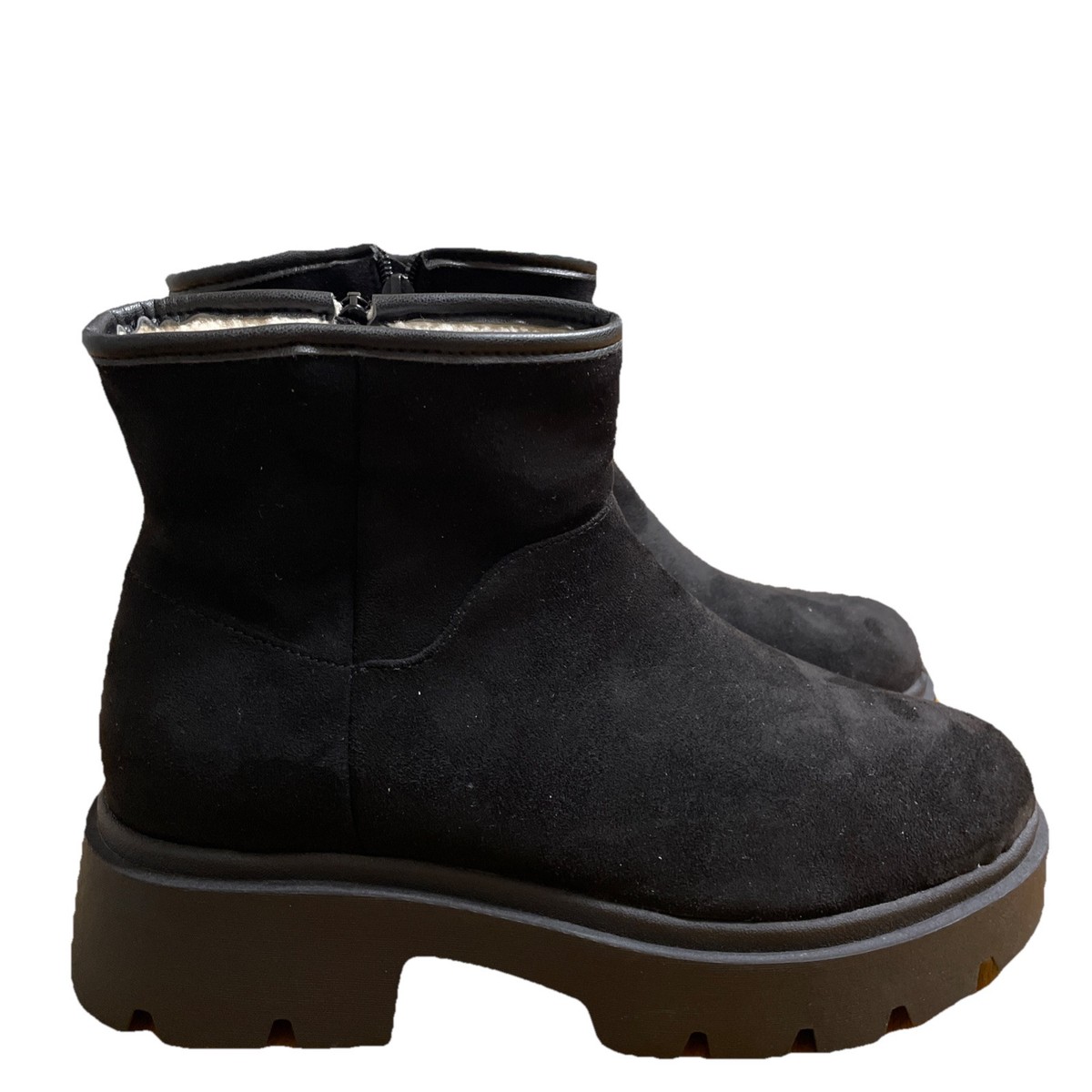 No Boundaries Size 11 Boots Size Zip Black Suede Like Lug Soles