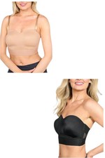 Rhonda Shear Women's 2-pk Molded Convertible Strapless Bra Blk/Sienna