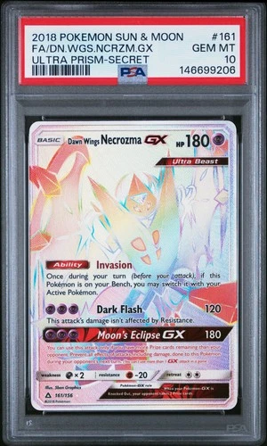 Pokemon Dawn Wings Necrozma Gx Ultra Prism 161/156 Secret Rare PSA 10 Gem Mint
