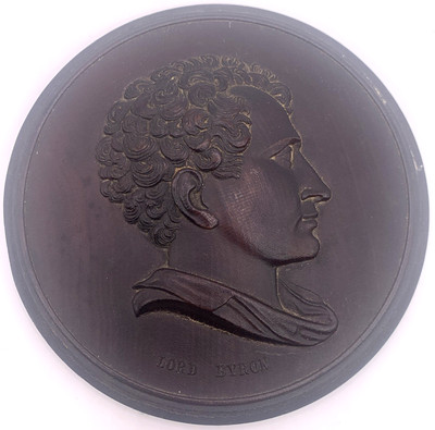 Lord Byron Profile Plaque Wood Carved Portrait 5'' Vintage