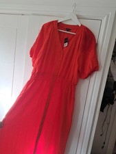 Peacocks lightweight full button summer dress red size 20