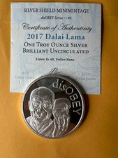 2017 1 oz Dalai Lama DisObey #6 Silver shield .999 fine BU 99.00 per troy oz