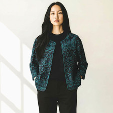 Chico's Travelers Artisan Soutache Indie Jacket 2 12/L Boho Abstract Mesh 3D