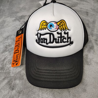Von Dutch Trucker Hat White Black Flying Eyeball Wordmark  display picture 1