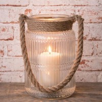 Altobelli Windlicht Bogense Glas Mit Kordel 21X14 Cm Kerzenhalter