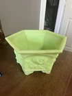 Uranium Glass Fenton Custard Hexagon 8" Wide Footed Bowl