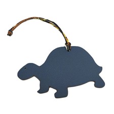 HERMES Charm Petit Ash Turtle Leather Orange Navy