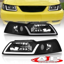 Black Oe Style Led Drl Replacement Head Lights Lamps For 1999-2004 Ford Mustang