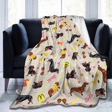 Dachshund Dog Star Fun Blanket, Soft Blankets Flannel Bed Throw Cozy Lightwei...