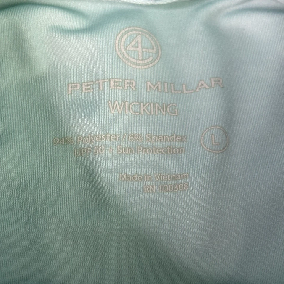 Pullover Peter Millar con cremallera de cuarto para mujer grande azul a rayas logotipo elástico de golf Foto 4 de 4