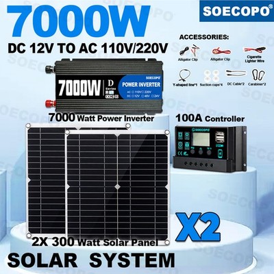 Complete 7000W Off-Grid Solar Kit 7000W Inverter 2pcs 300W Solar Panels 110/220V