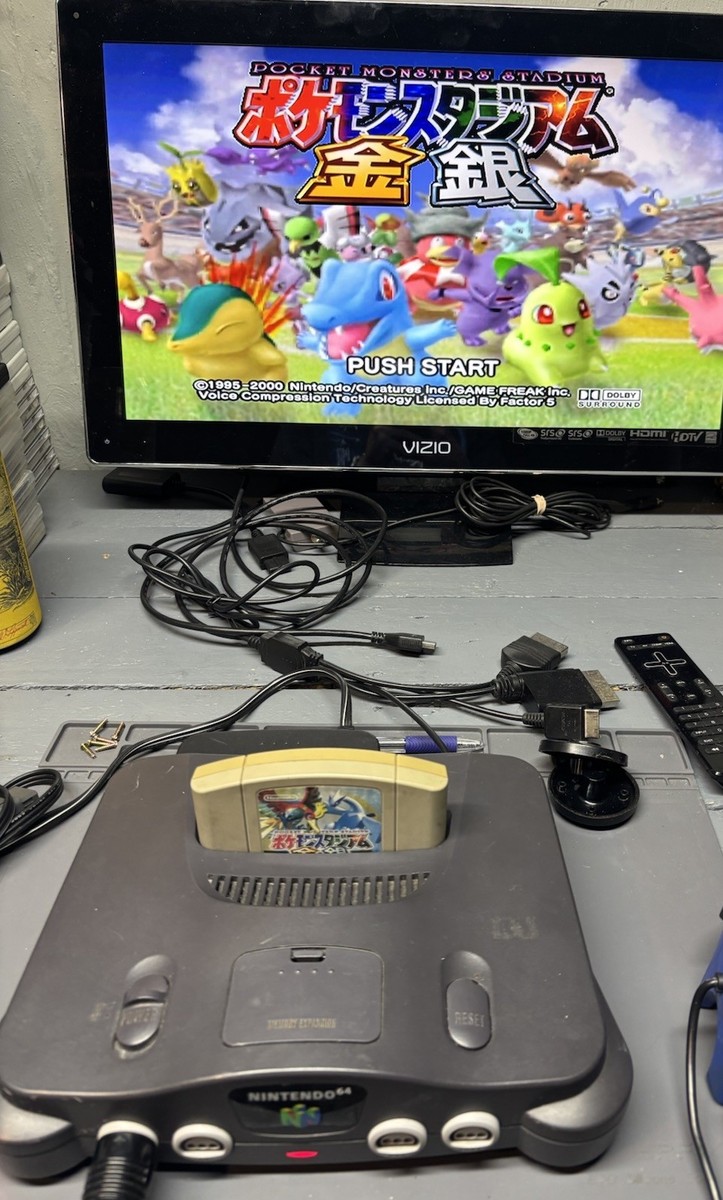 Nintendo 64 N64 Console Region Free Gray Set Pokemon Stadium 2