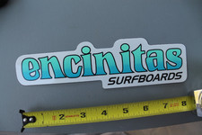 Encinitas Surfboards Teal Green Clear V3C Vintage Surfing STICKER Window DECAL