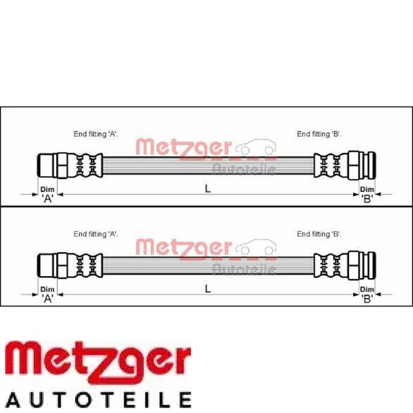 2X Bremsschlauch Metzger 4114736 2 BremsschläUche Rechts Links Vorne FüR VW-image