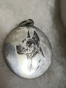 Sterling Silver Laser Etched Great Dane Dog Tag Belong To Can Be Worn As Pendent