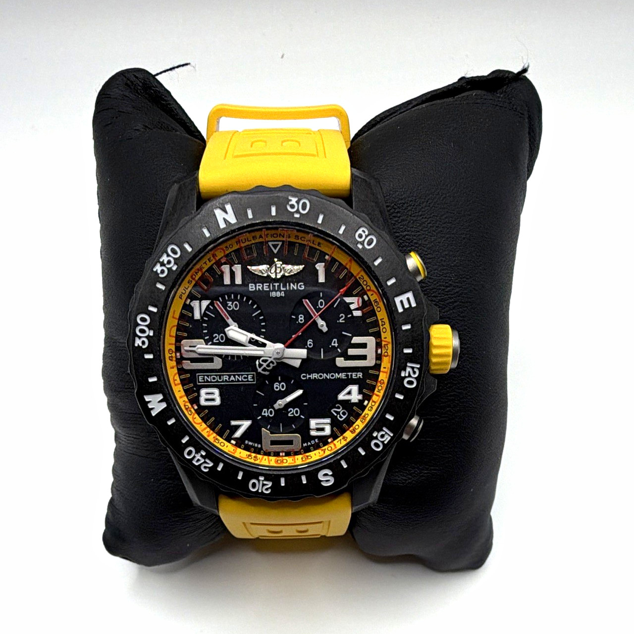 Breitling Endurance Pro X82310 44mm Quartz Yellow Rubber Strap Chronograph Box