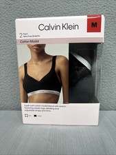 Calvin Klein Wirefree Bra 2 Pack Black /White Cotton Modal Women  s M NIB