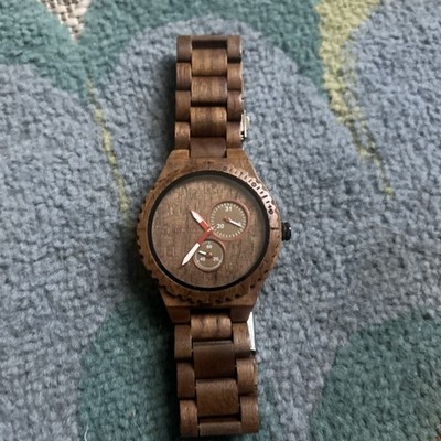 Bewell Men's Wooden Watch Quartz Luminous 47mm Brown