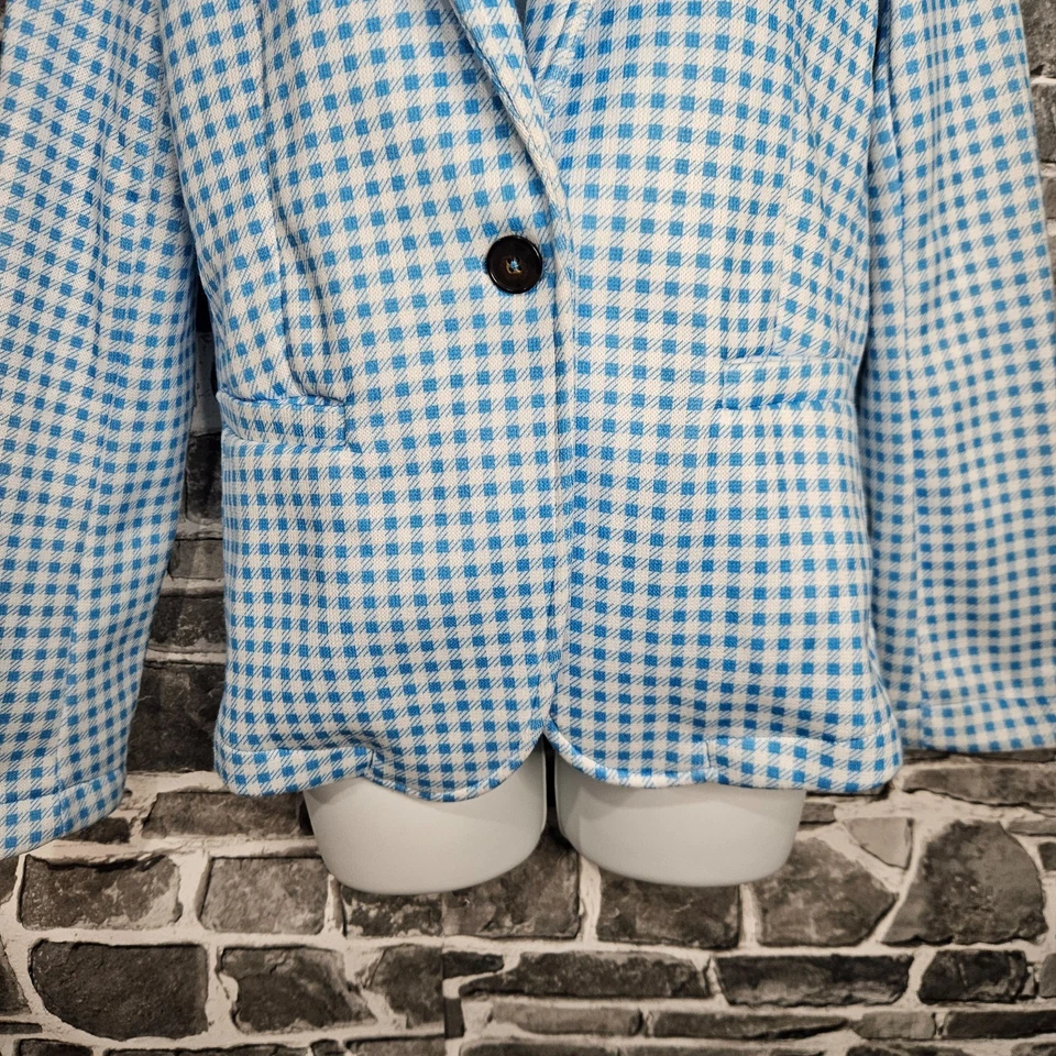 Lands End Womens Checked Blazer Small Blue & White Brand New with Tags - Image 4 of 4