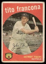 1959 Topps Tito Francona : Gray/darker back #268 Detroit Tigers