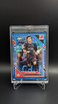 Ben Seghir /150 Blue Wave Topps Chrome Bundesliga Leverkusen