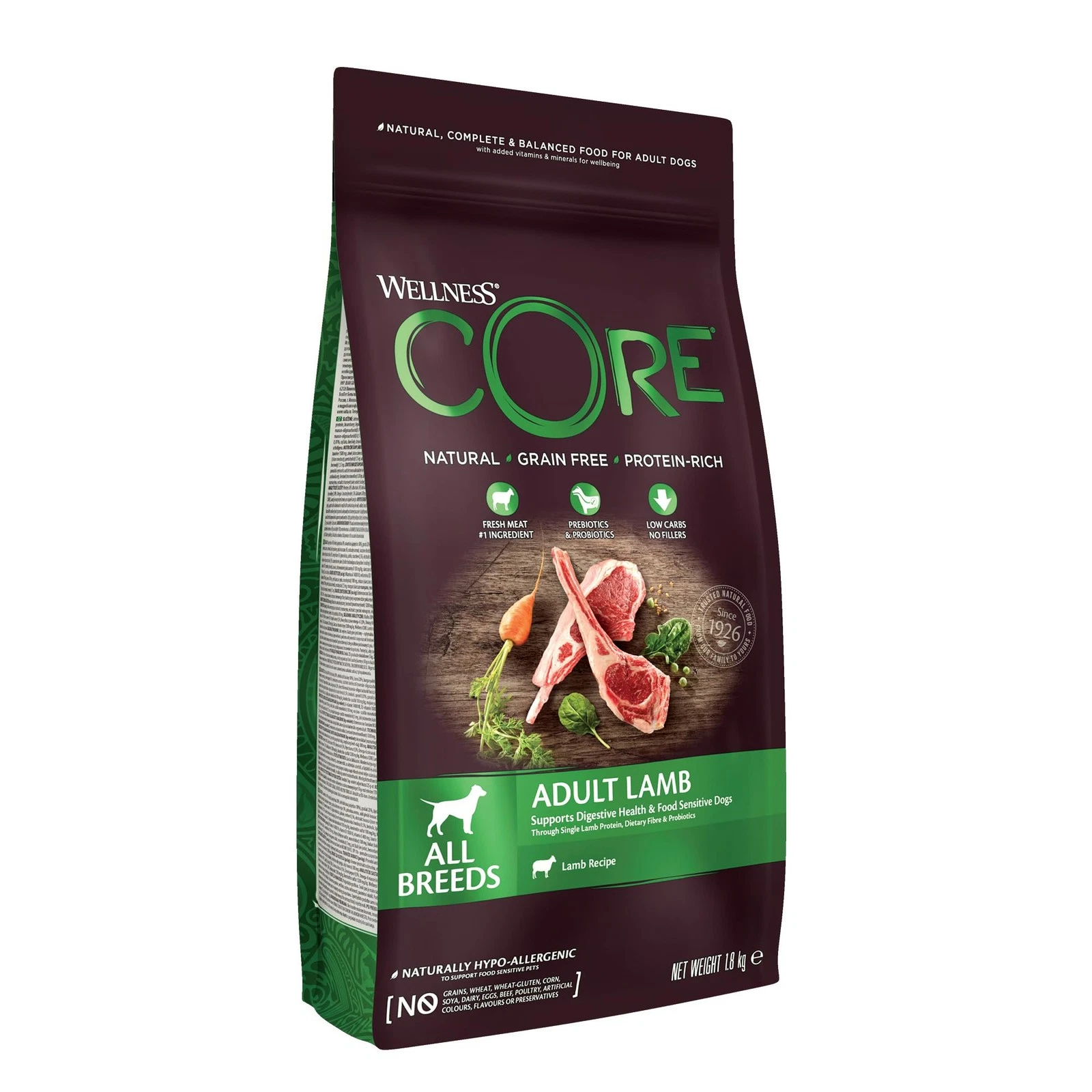 Wellness CORE Lamb 1.8 kg, Lamb – Dry Dog Food for All Dog Breeds, GrainFree,...