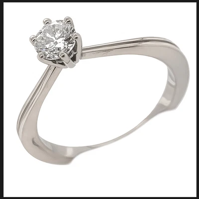 18K 750 Gold Solitaire Ring 0,45 Ct Diamond RG 54 Solitär Diamant Damen Weißgold - Bild 1 von 4