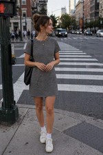 Everlane Black & White Striped Organic Cotton Weekend Tee Dress