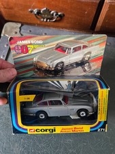 Vintage Corgi 271 James Bond Aston Martin Silver Toy Car w/ Box