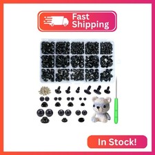 Safety Eyes and Noses, 462Pcs Black Plastic Stuffed Crochet Eyes with Washers fo