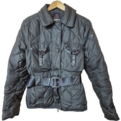 Peuterey Damenjacke Größe 46 Schwarz gesteppter Gürtel-Gänsedaun