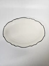Homer Laughlin Oval Platter White With Black Trim 11.5 Inches X 8.5 Inches