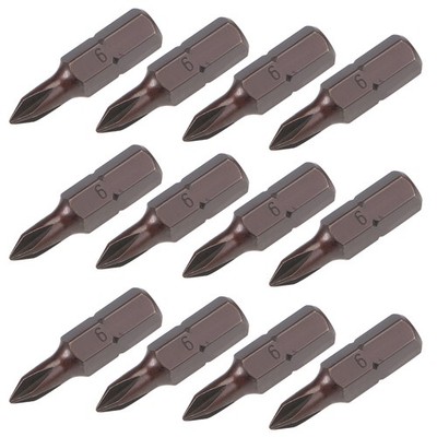 12pcs Tips 1/4'' Hex Shaft 25mm Cross Length PH0 S2 Screwdriver Tip