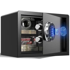 Grimtron Smart Biometric Safe - (0.80 cu. ft.) Fingerprint Lock Box with Sile...