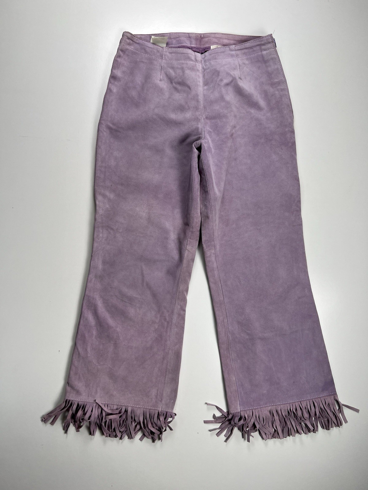 Conbipel Suede Leather Fringe Pants Women S Purple Lilac Western Boho Vintage