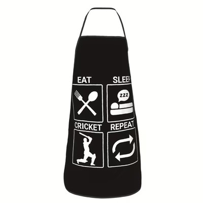 Lustige Unisex-Schürze ''Eat Sleep Cricket Repeat'' | Kochen & Garten | Cricket-Geschenk