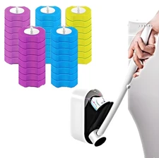 Disposable Toilet Brush with 40 Wand Refill Heads - Wall-Mounted Toilet Brush...