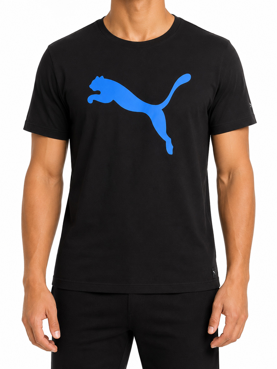 Puma Boys Black Sport Graphic T-Shirt Size S Regular Crew Neck