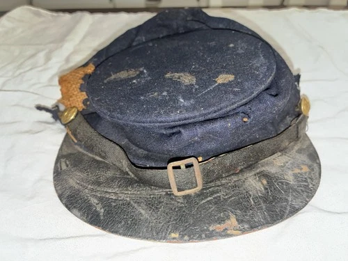 M1858 Original Civil War Union Forage Cap Blue Wool Leather Visor Eagle Buttons
