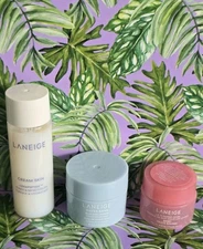 Laneige Hydration Water Bank Cream 10 ML,Face Toner 25 ML & Lip Sleeping Mask 3g