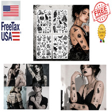 Gothic Temporary Tattoos Crow Skull Spider Bat Snake Halloween Body Art 4 Sheets