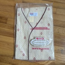 Vintage B.V.D. Traditionals Permanent Press Boys Pajama Set Size 20 Yellow Blend