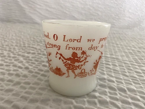 Vintage Fire King Anchor Hocking Coffee  Mug - Bless This Food, O Lord We Pray*