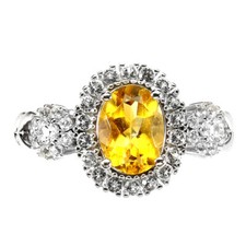 925 Sterling Silver Ring Oval Citrine Topaz Natural Gemstone Jewelry Size 9